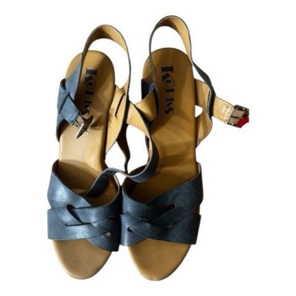 Korks Bagley Platform Cool Grey Leather Studded Chunky Heeled Strappy Sandals 8M - Picture 9 of 13